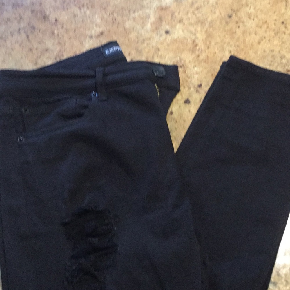 Women's express distressed black jeans
